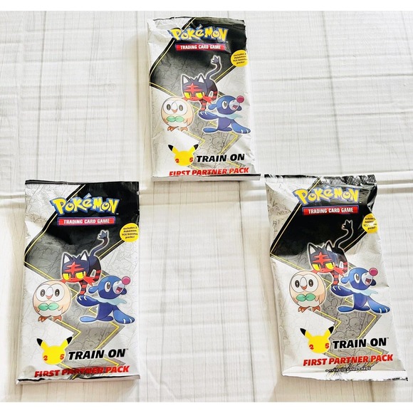 Pokemon Toys New Pokemon Cards 3 Pack Tcg Alola First Partner 25th Anniversary Jumbo Sealed